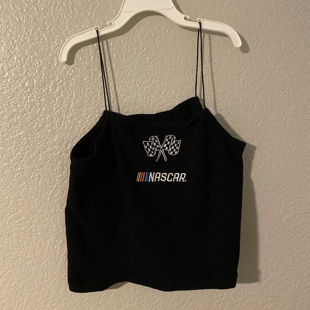 Black Nascar cropped tank